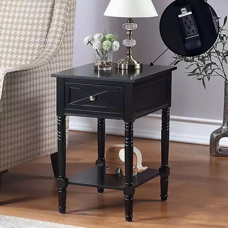 Accent & End Tables-Kirklands Home Wood Charging Traditional Accent Table Black