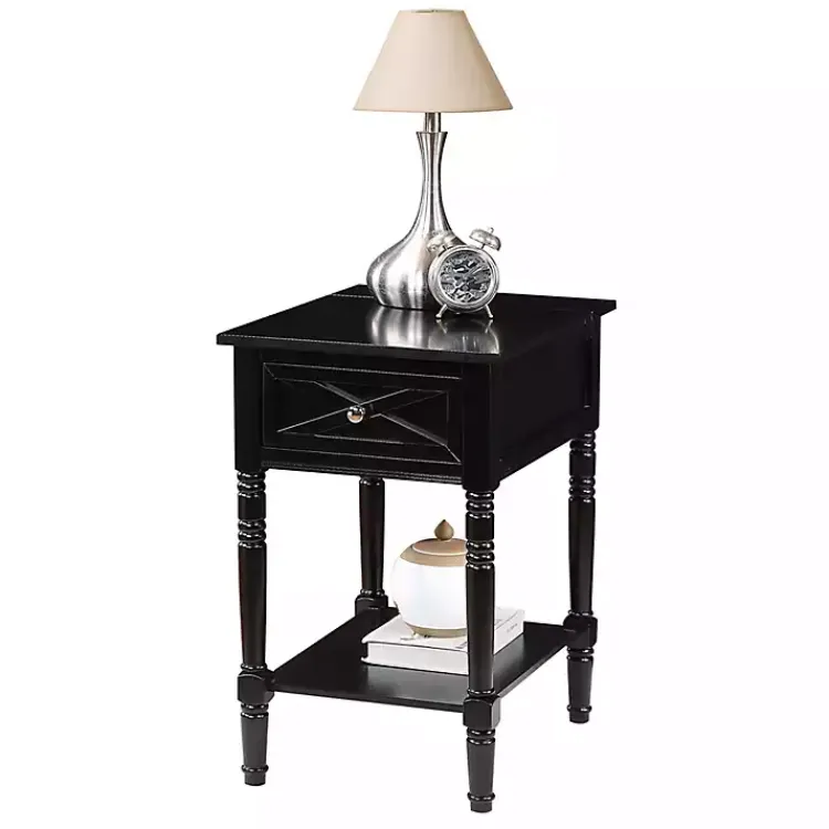Accent & End Tables-Kirklands Home Wood Charging Traditional Accent Table Black