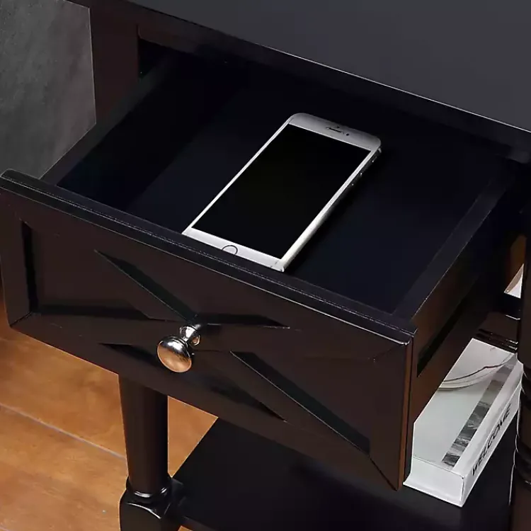 Accent & End Tables-Kirklands Home Wood Charging Traditional Accent Table Black