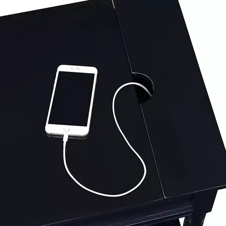 Accent & End Tables-Kirklands Home Wood Charging Traditional Accent Table Black