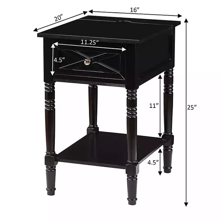 Accent & End Tables-Kirklands Home Wood Charging Traditional Accent Table Black