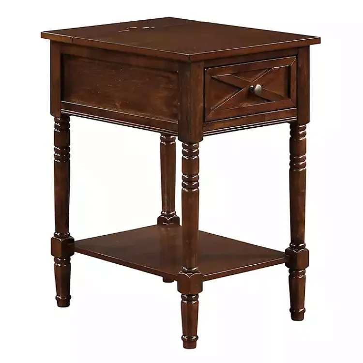 Accent & End Tables-Kirklands Home Wood Charging Traditional Accent Table Brown