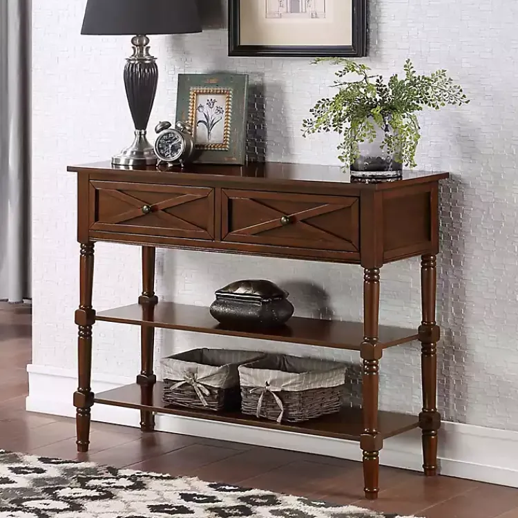 Console Tables-Kirklands Home Wood Traditional Console Table Brown