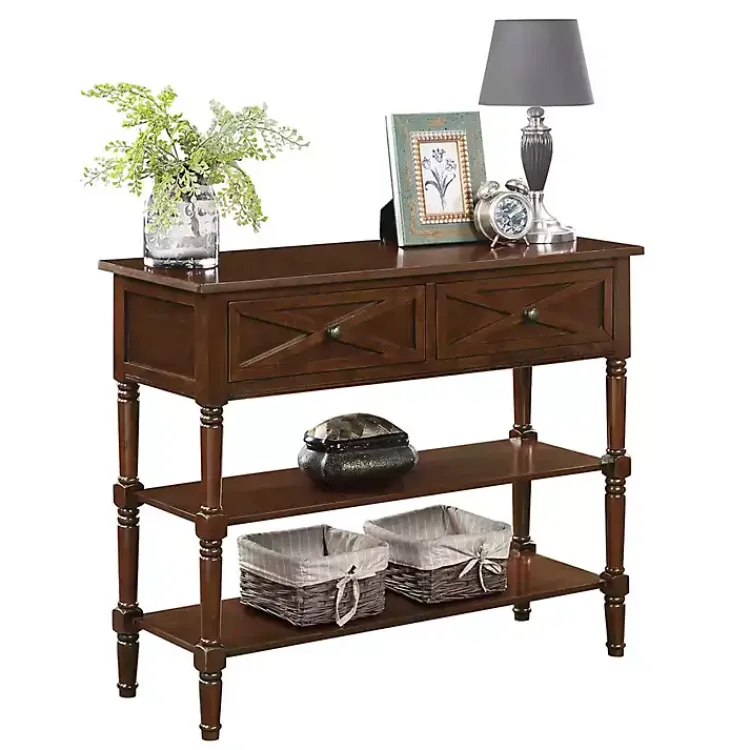 Console Tables-Kirklands Home Wood Traditional Console Table Brown