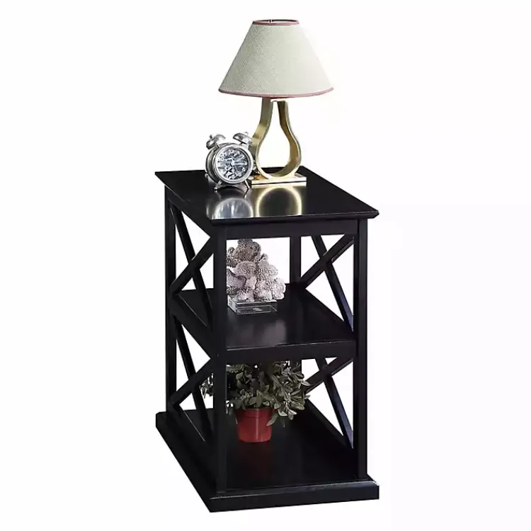 Accent & End Tables-Kirklands Home Wood Double X Sides Accent Table Black