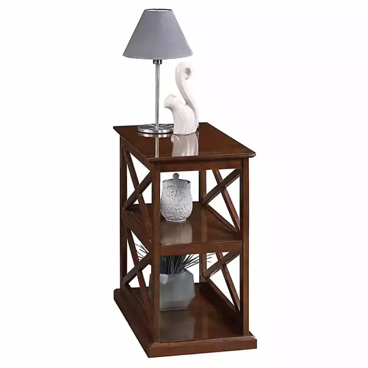 Accent & End Tables-Kirklands Home Wood Double X Sides Accent Table Brown