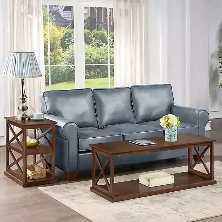 Accent & End Tables-Kirklands Home Wood Double X Sides Accent Table Brown