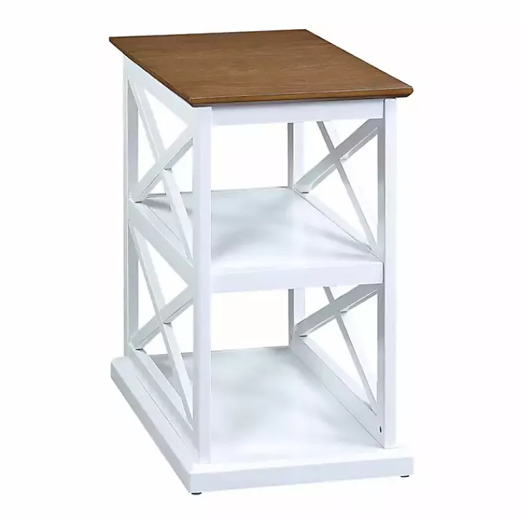 Accent & End Tables-Kirklands Home Two-Tone Wood Double X Sides Accent Table White