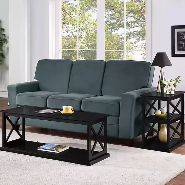 Coffee Tables-Kirklands Home Wood Double X Sides Coffee Table Black