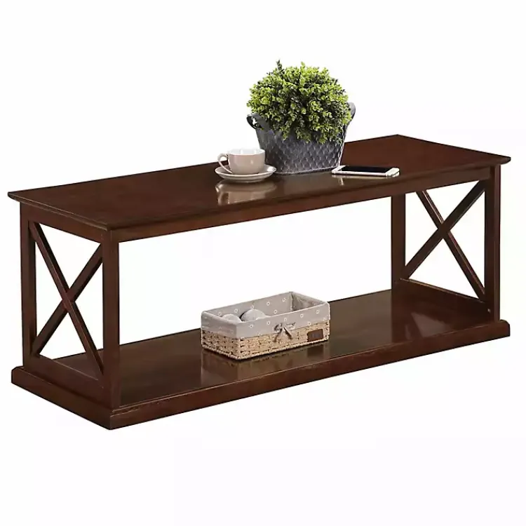 Coffee Tables-Kirklands Home Wood Double X Sides Coffee Table Brown