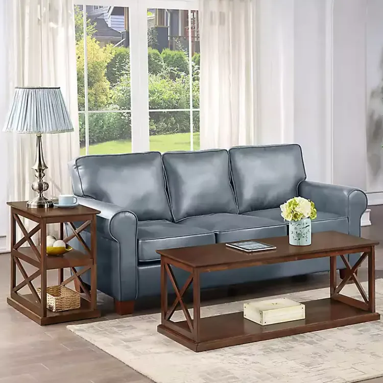 Coffee Tables-Kirklands Home Wood Double X Sides Coffee Table Brown