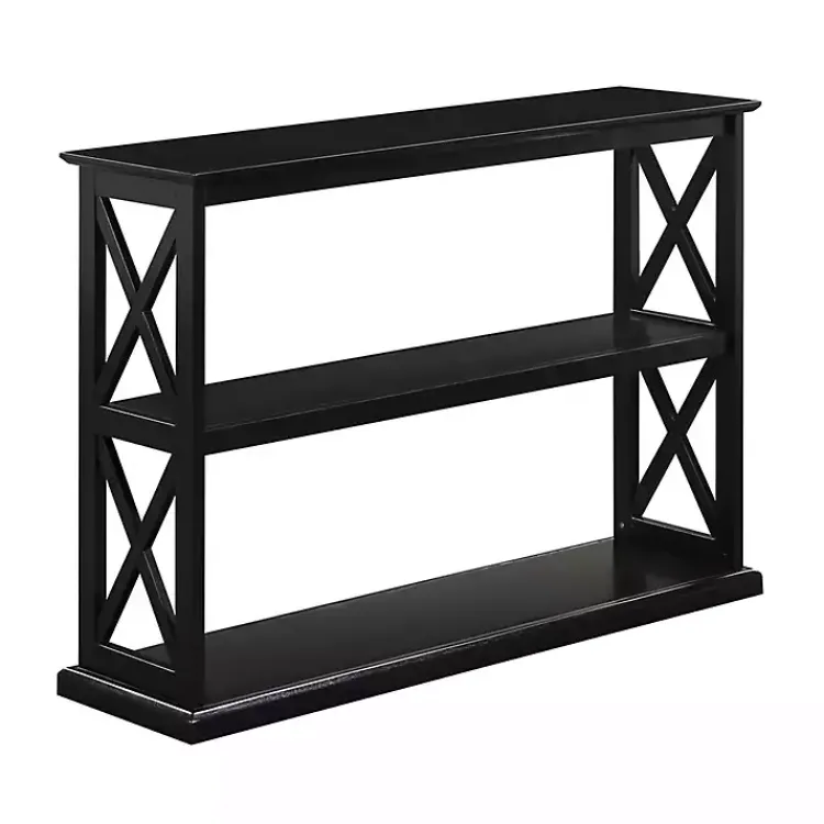 Console Tables-Kirklands Home Wood Double X Sides Console Table Black