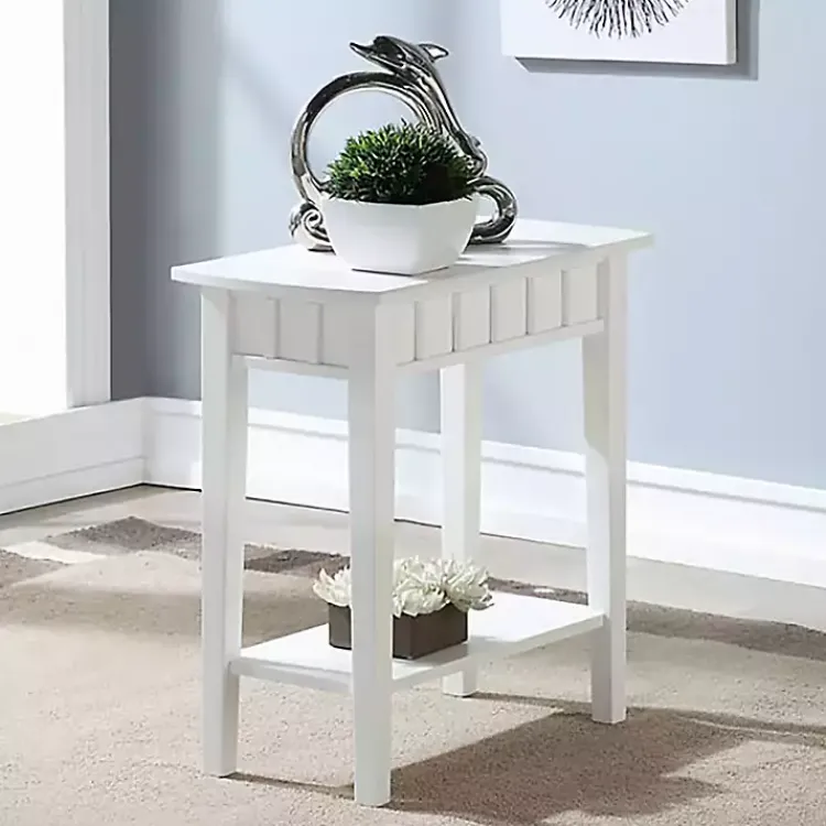 Accent & End Tables-Kirklands Home Wood Slat Accent Table White