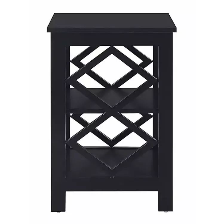 Accent & End Tables-Kirklands Home Wood Diamond 2-Tier Accent Table Black