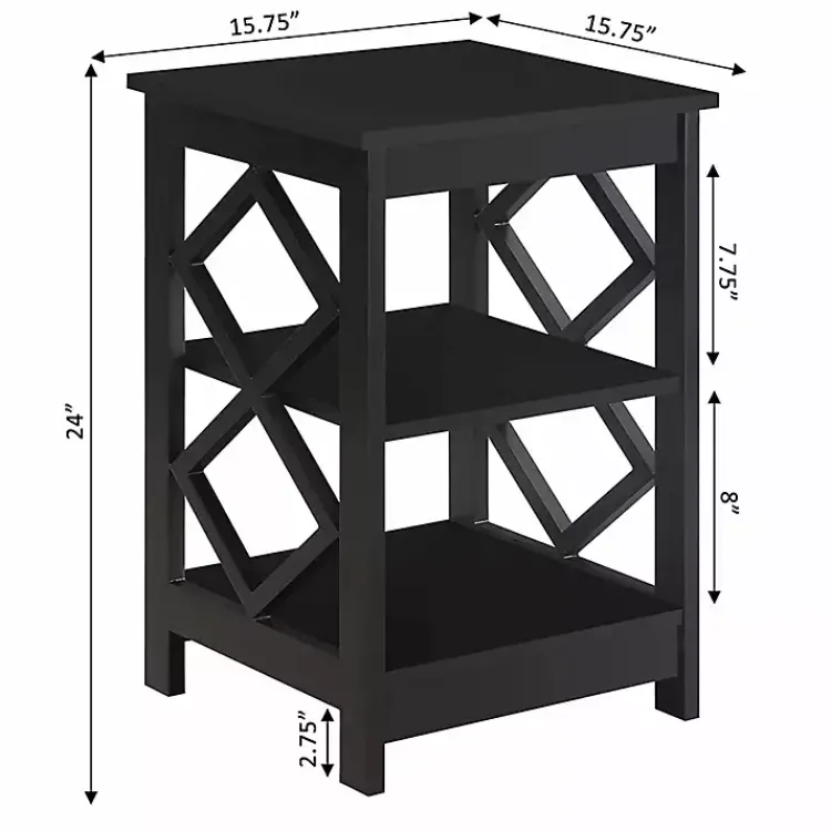 Accent & End Tables-Kirklands Home Wood Diamond 2-Tier Accent Table Black