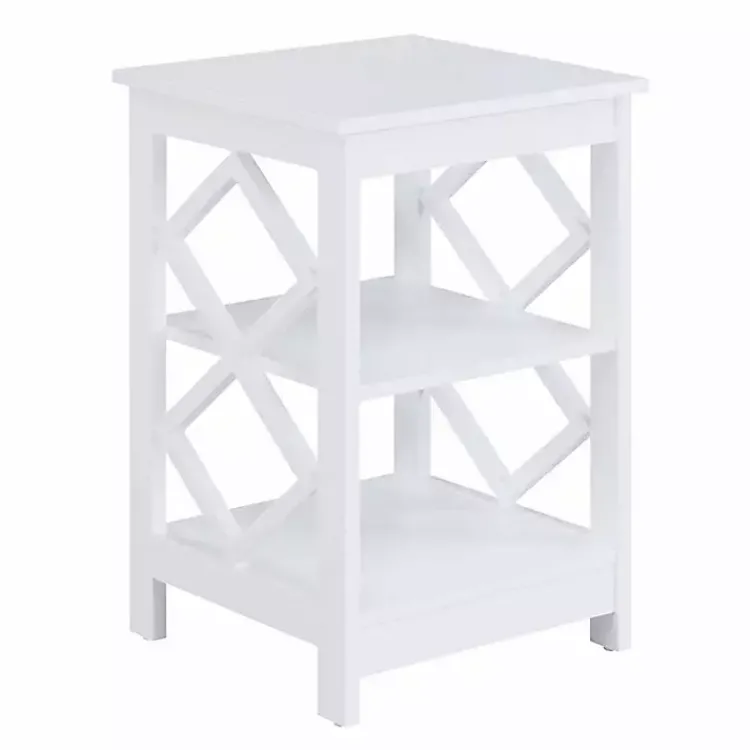 Accent & End Tables-Kirklands Home Wood Diamond 2-Tier Accent Table White
