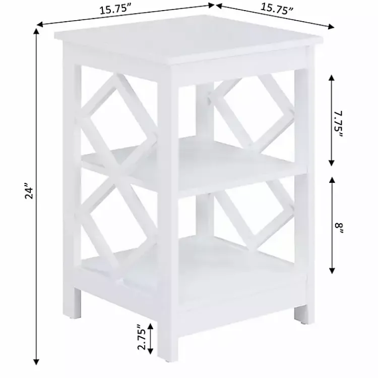 Accent & End Tables-Kirklands Home Wood Diamond 2-Tier Accent Table White