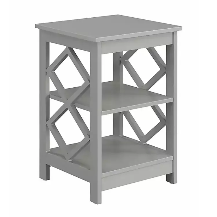 Accent & End Tables-Kirklands Home Wood Diamond 2-Tier Accent Table Gray