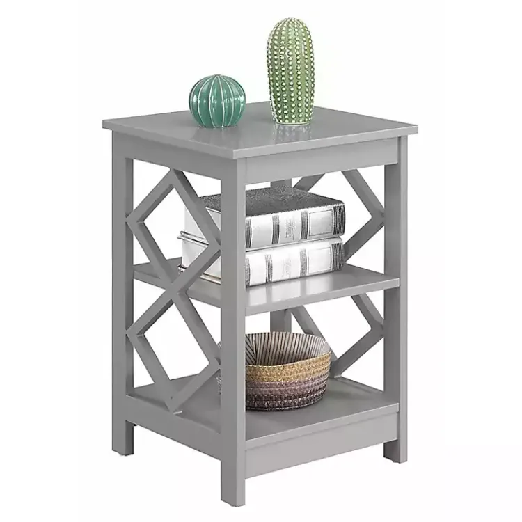 Accent & End Tables-Kirklands Home Wood Diamond 2-Tier Accent Table Gray