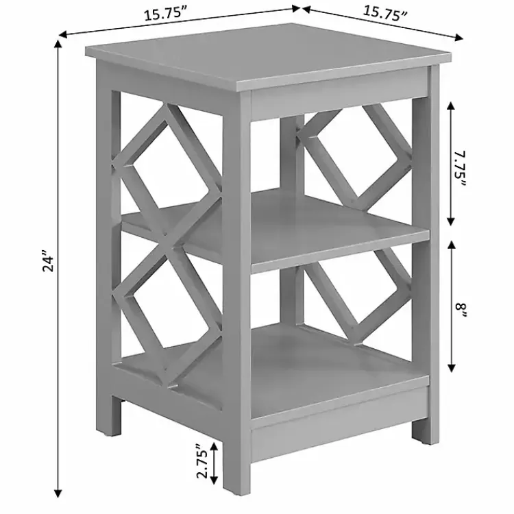 Accent & End Tables-Kirklands Home Wood Diamond 2-Tier Accent Table Gray