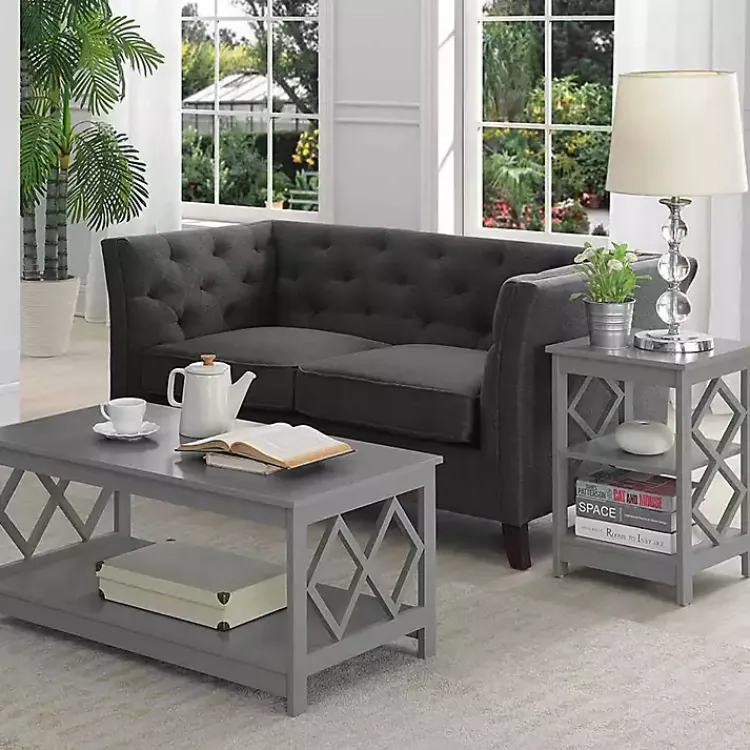Accent & End Tables-Kirklands Home Wood Diamond 2-Tier Accent Table Gray