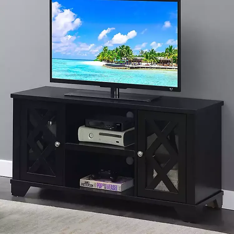 Tv Stands & Media Consoles-Kirklands Home Wood X Doors Media Cabinet Black