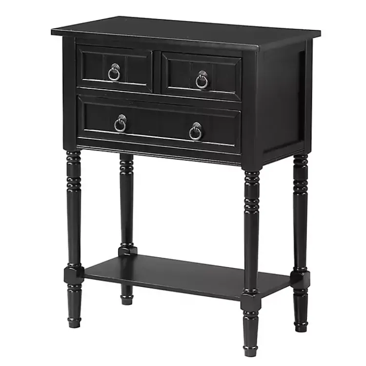 Accent & End Tables-Kirklands Home 3-Drawer Turned Legs Accent Table Black