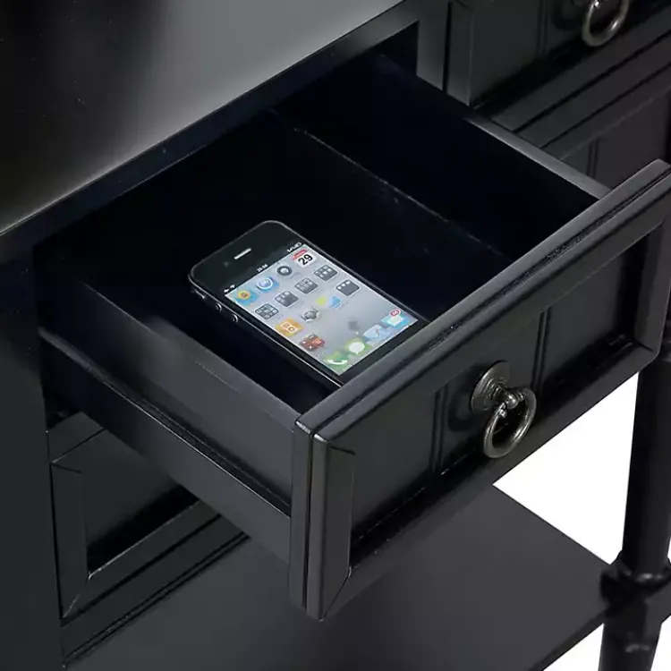 Accent & End Tables-Kirklands Home 3-Drawer Turned Legs Accent Table Black