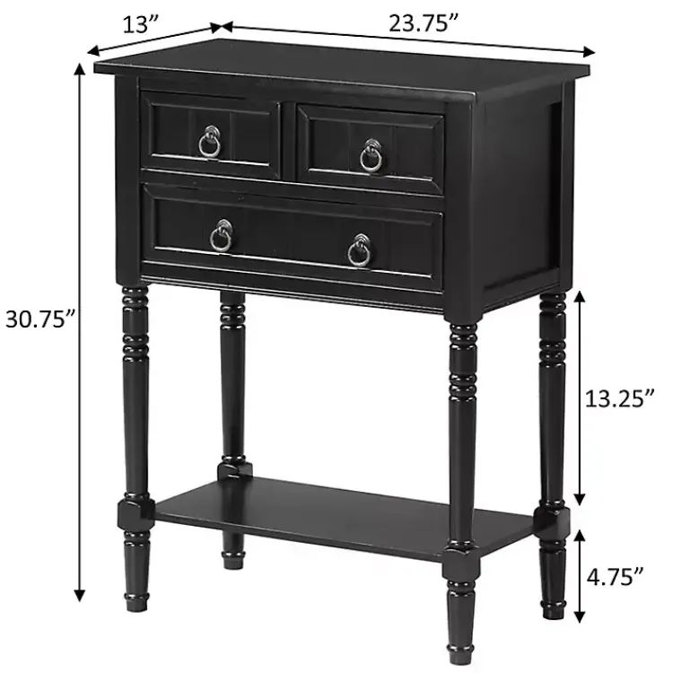 Accent & End Tables-Kirklands Home 3-Drawer Turned Legs Accent Table Black
