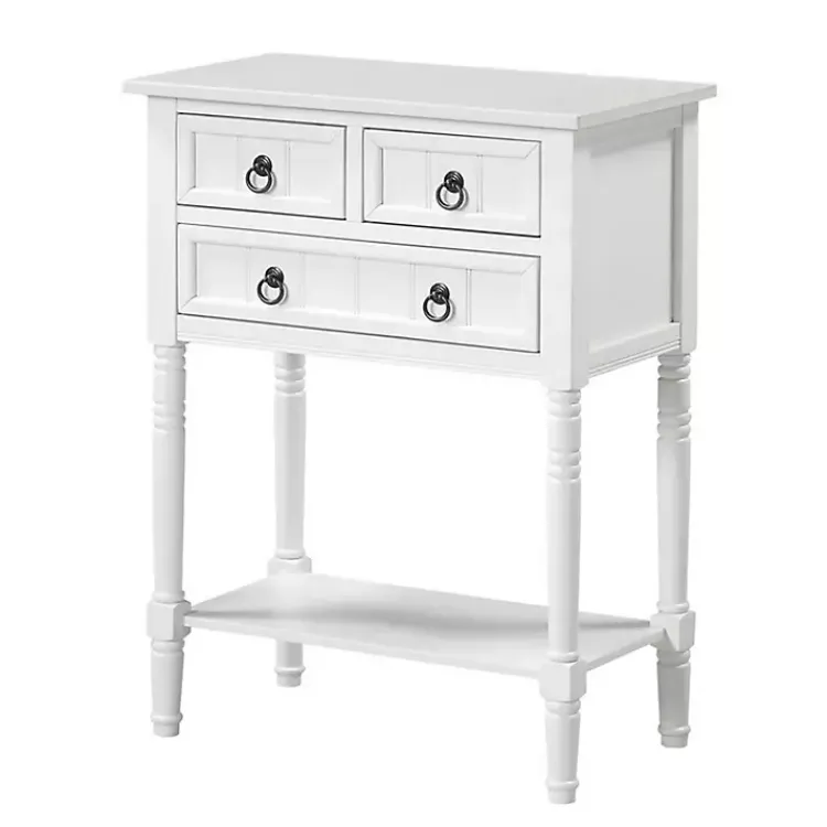 Accent & End Tables-Kirklands Home 3-Drawer Turned Legs Accent Table White