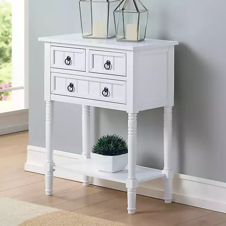 Accent & End Tables-Kirklands Home 3-Drawer Turned Legs Accent Table White