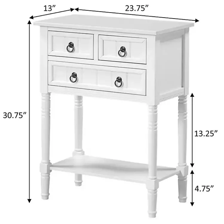 Accent & End Tables-Kirklands Home 3-Drawer Turned Legs Accent Table White
