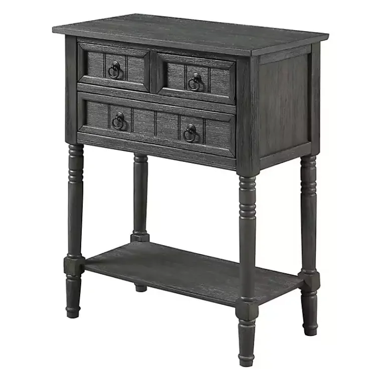 Accent & End Tables-Kirklands Home 3-Drawer Turned Legs Accent Table Gray