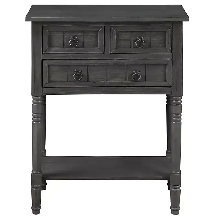 Accent & End Tables-Kirklands Home 3-Drawer Turned Legs Accent Table Gray