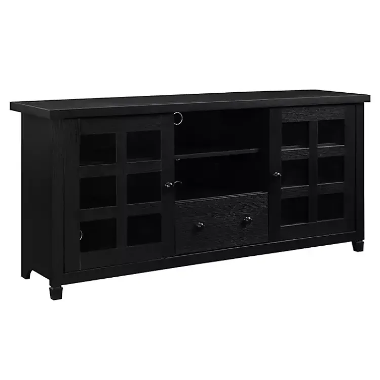 Tv Stands & Media Consoles-Kirklands Home Wood 2-Door Windowpane Media Cabinet Black