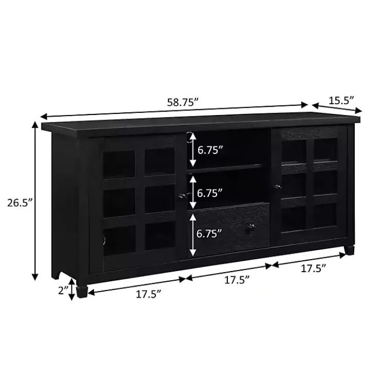 Tv Stands & Media Consoles-Kirklands Home Wood 2-Door Windowpane Media Cabinet Black