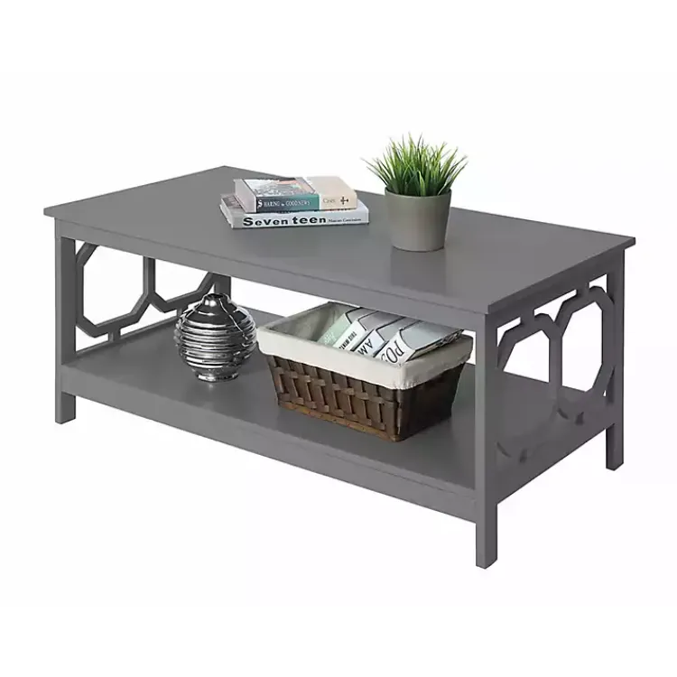 Coffee Tables-Kirklands Home Wood Geometric Sides Coffee Table Gray