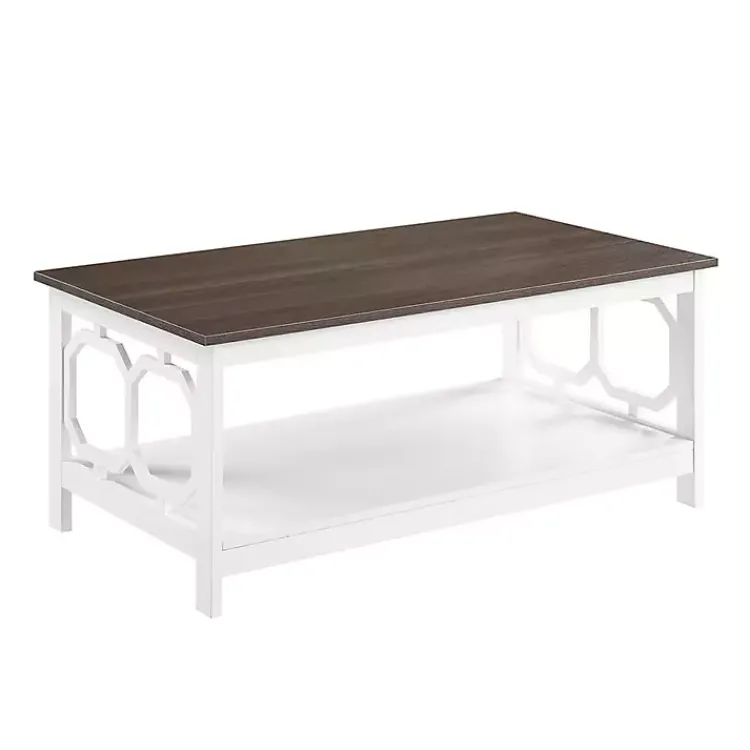 Coffee Tables-Kirklands Home White Two-Tone Geometric Sides Coffee Table