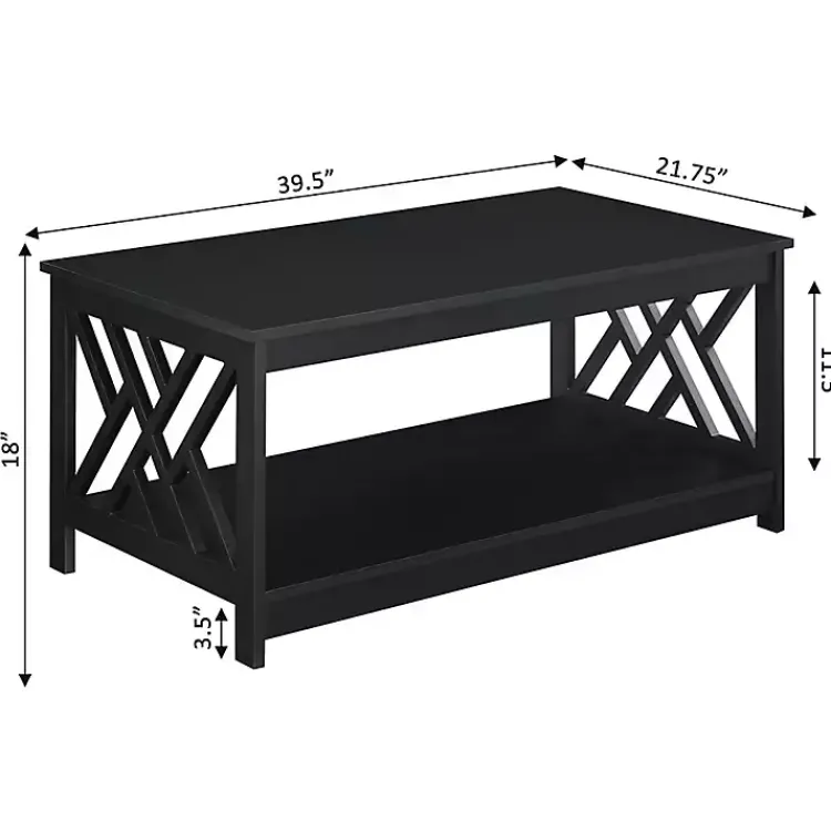 Coffee Tables-Kirklands Home Cut-Out Sides Coffee Table Black