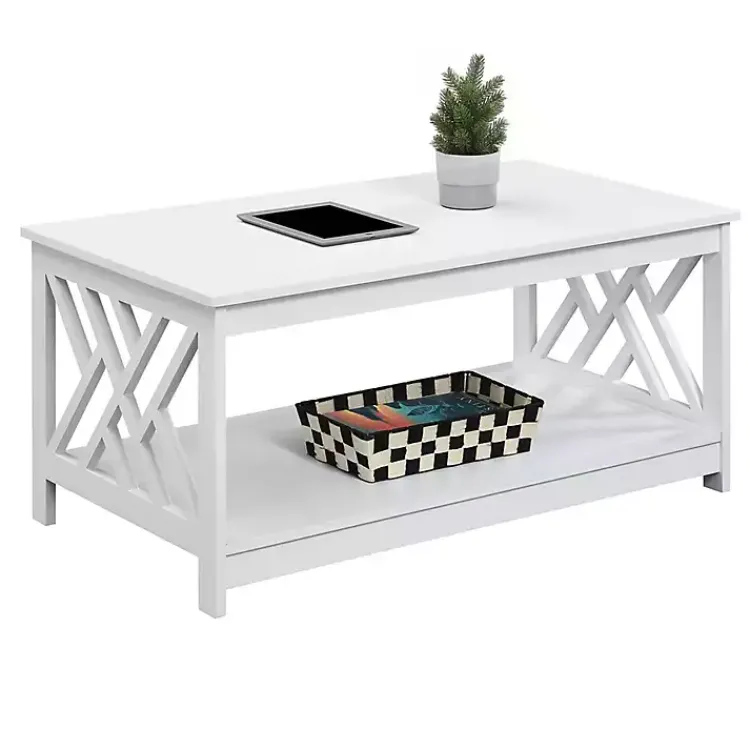 Coffee Tables-Kirklands Home Cut-Out Sides Coffee Table White