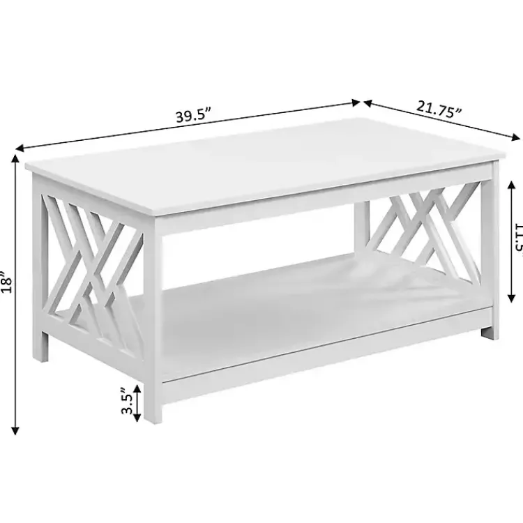 Coffee Tables-Kirklands Home Cut-Out Sides Coffee Table White