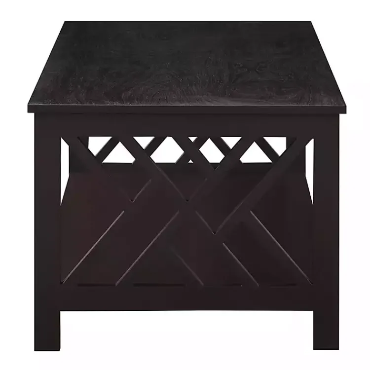 Coffee Tables-Kirklands Home Espresso Cut-Out Sides Coffee Table Brown