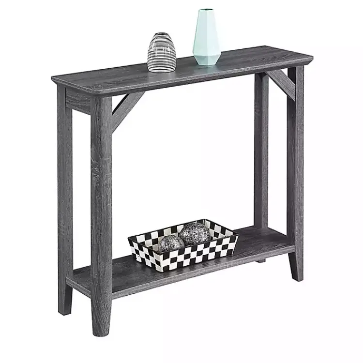Console Tables-Kirklands Home Tapered Legs Rustic Console Table Gray