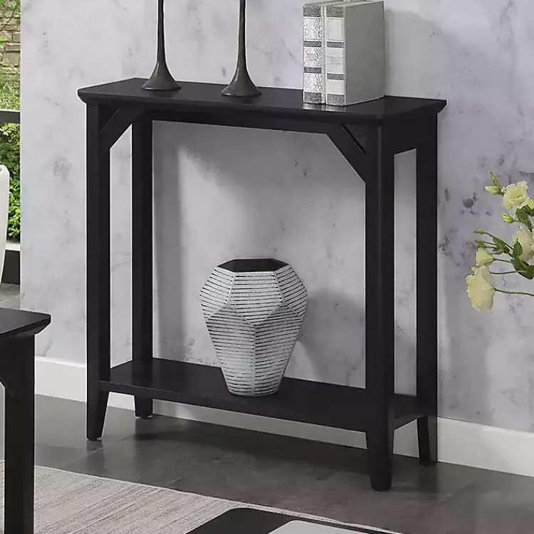 Console Tables-Kirklands Home Tapered Legs Rustic Console Table Black