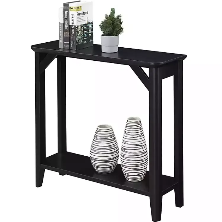 Console Tables-Kirklands Home Tapered Legs Rustic Console Table Black