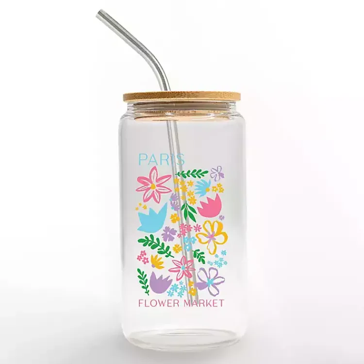 Glassware & Drinkware-Kirklands Home Paris Flower Market Glass Tumbler