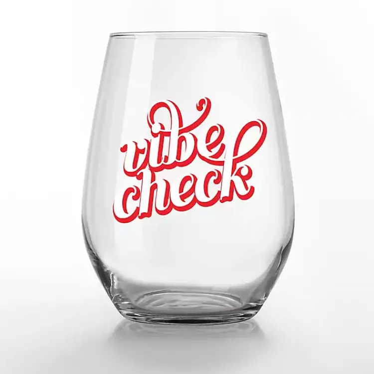 Glassware & Drinkware-Kirklands Home Vibe Check Stemless Wine Glasses, Set of 2 Red