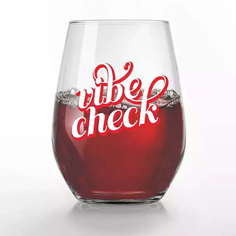 Glassware & Drinkware-Kirklands Home Vibe Check Stemless Wine Glasses, Set of 2 Red