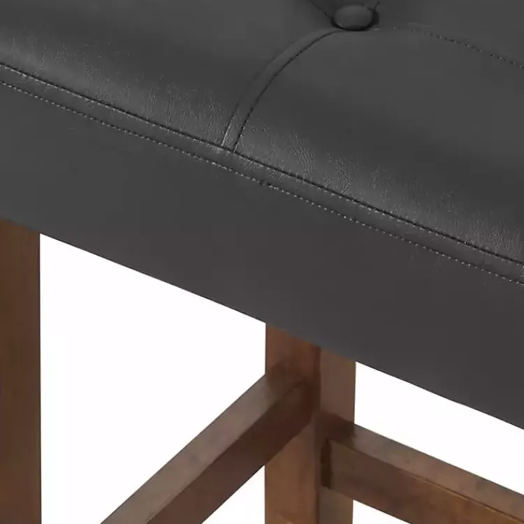 Bar Stools & Counter Height Stools-Kirklands Home Faux Leather Madison Walnut Counter Stool Black