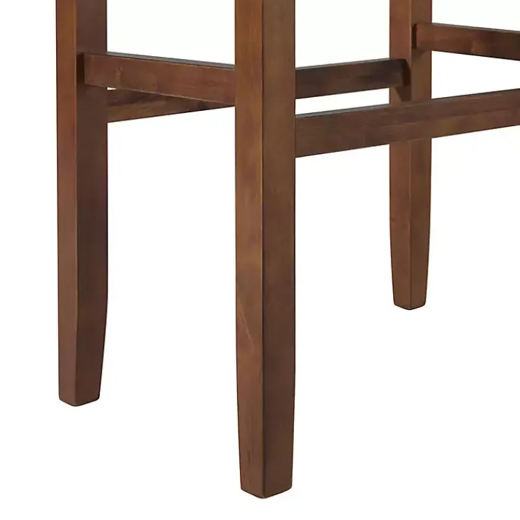 Bar Stools & Counter Height Stools-Kirklands Home Black Faux Leather Madison Walnut Stool Bar